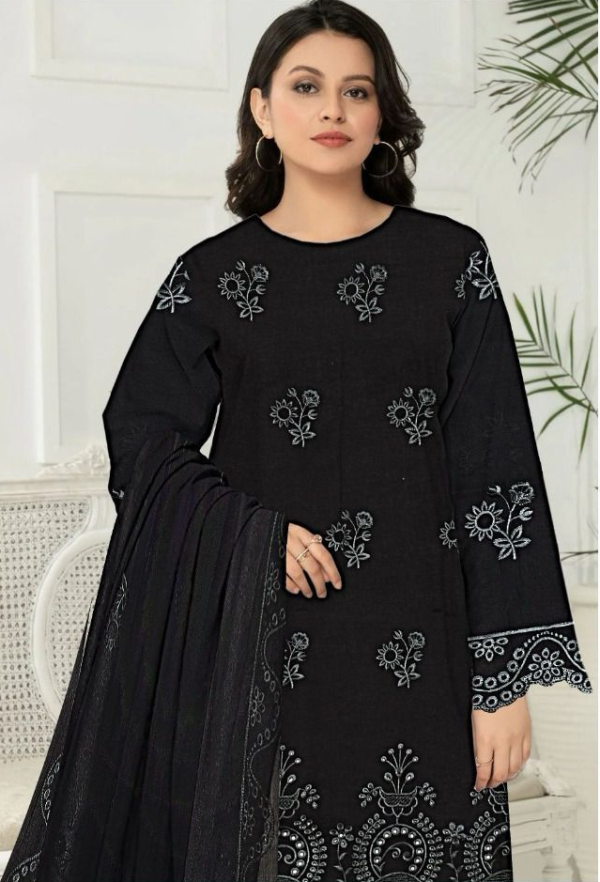 Lameesa Boring Embroidered Lawn Black - Image 2