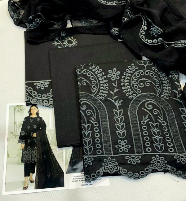 Lameesa Boring Embroidered Lawn Black - Image 3