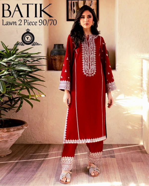 Lameesa casual 2 piece with a touch of embroidery Dark red
