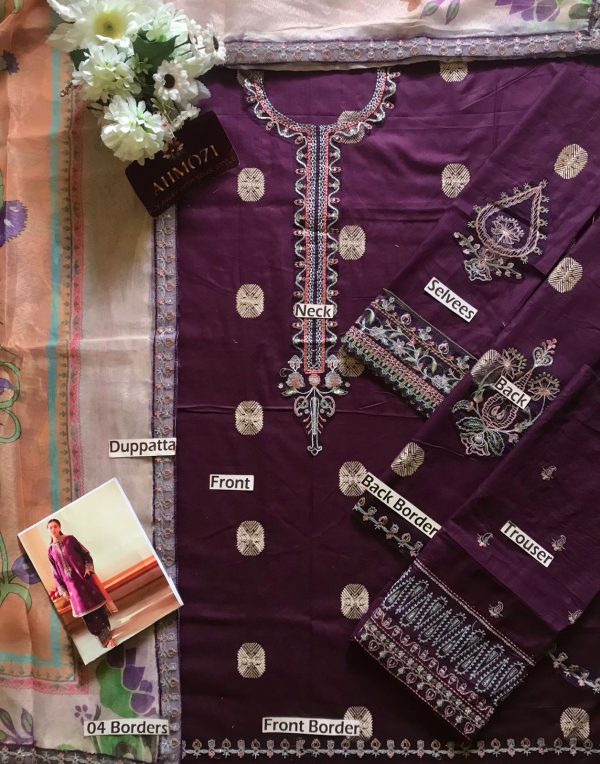 LAMEESA Stunning Front Full Embroidery with Schiffli Work - Image 5