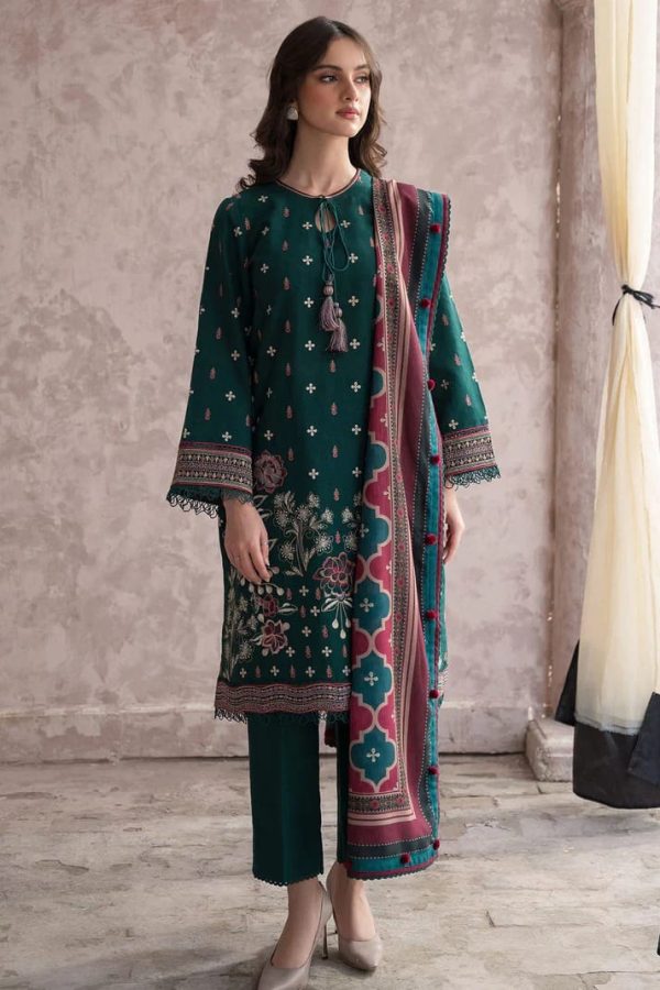 Lameesa Jungle Green Lawn with Zari Dupatta - Image 3