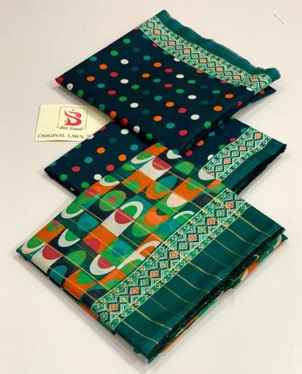 Lameesa crafted with elegance and beautiful colors, Hooker green, Sacramento state green and dark jungle green