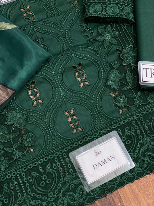 Lameesa Embroidered Chicken Kari with Daman Patch,Dyed, Printed and Patch work in different deep colors - Image 7