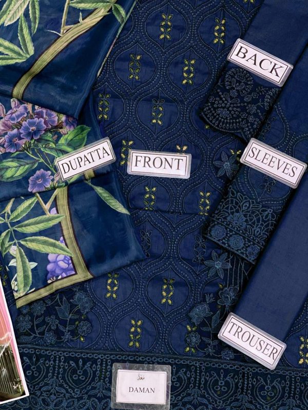 Lameesa Embroidered Chicken Kari with Daman Patch,Dyed, Printed and Patch work in different deep colors - Image 3