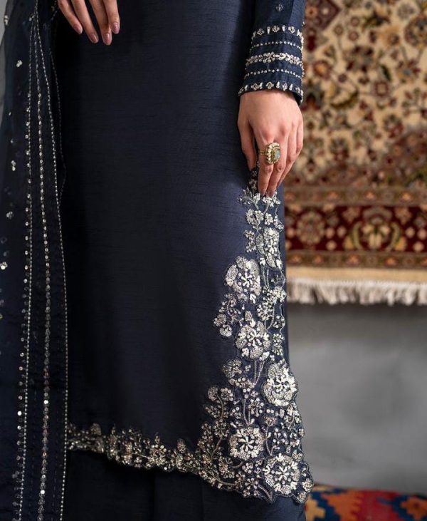 LMAEESA Embroidered Pure Soft Charmuse Silk ada work - Image 3