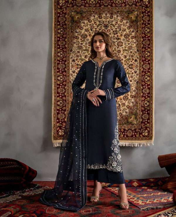 LMAEESA Embroidered Pure Soft Charmuse Silk ada work