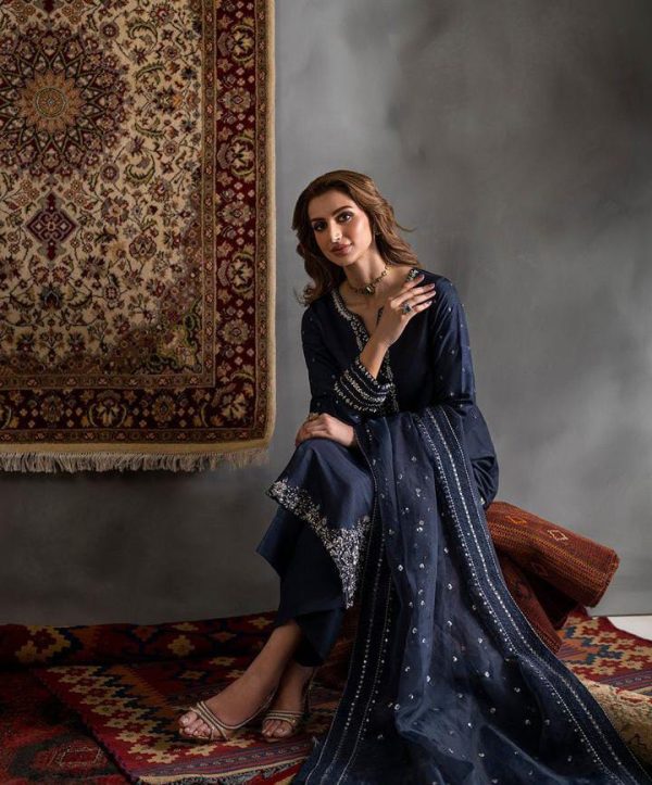 LMAEESA Embroidered Pure Soft Charmuse Silk ada work - Image 4
