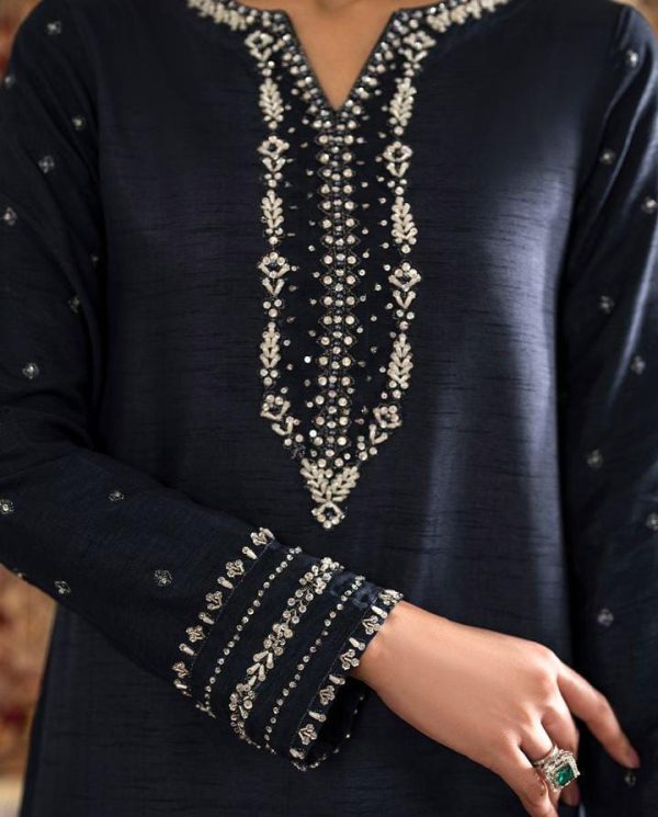 LMAEESA Embroidered Pure Soft Charmuse Silk ada work - Image 5