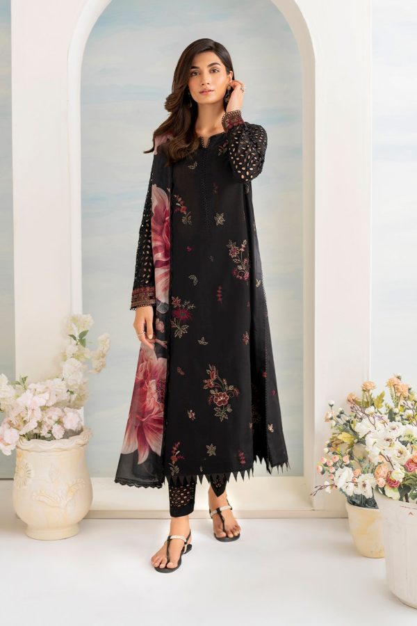 LAMEESA Embroidered, chicken kari Lawn Suit with Silk Dupatta
