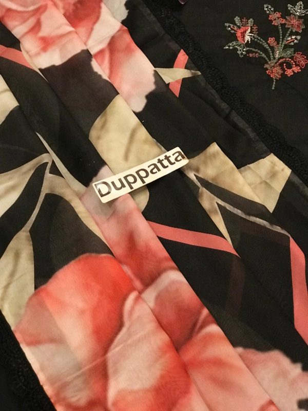 LAMEESA Embroidered, chicken kari Lawn Suit with Silk Dupatta - Image 9