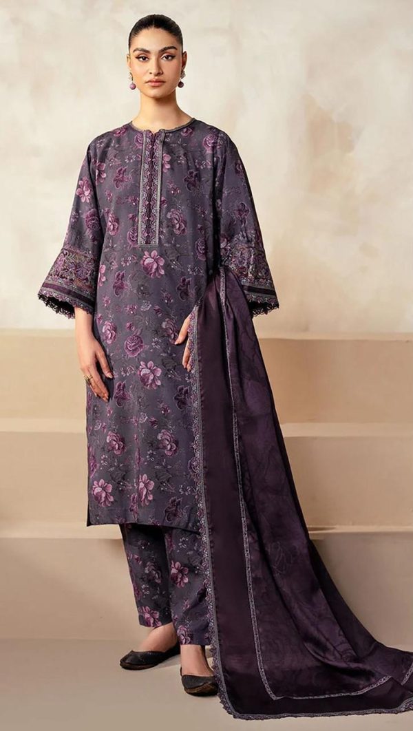 Lameesa breathable daily and festive printed lawn French lilac
