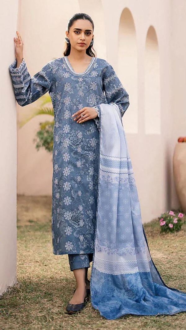 Lameesa breathable daily and festive printed lawn wild blue yonder