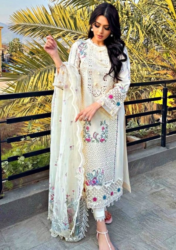 Lameesa Premium Lawn with Organza Dupatta chicken kari Edition