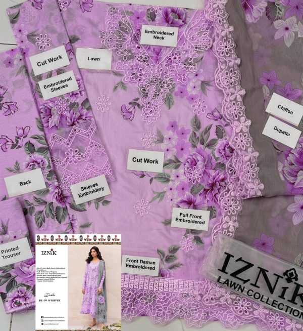 Lameesa Daily & festive Wear Lawn Collection lilac - Image 2