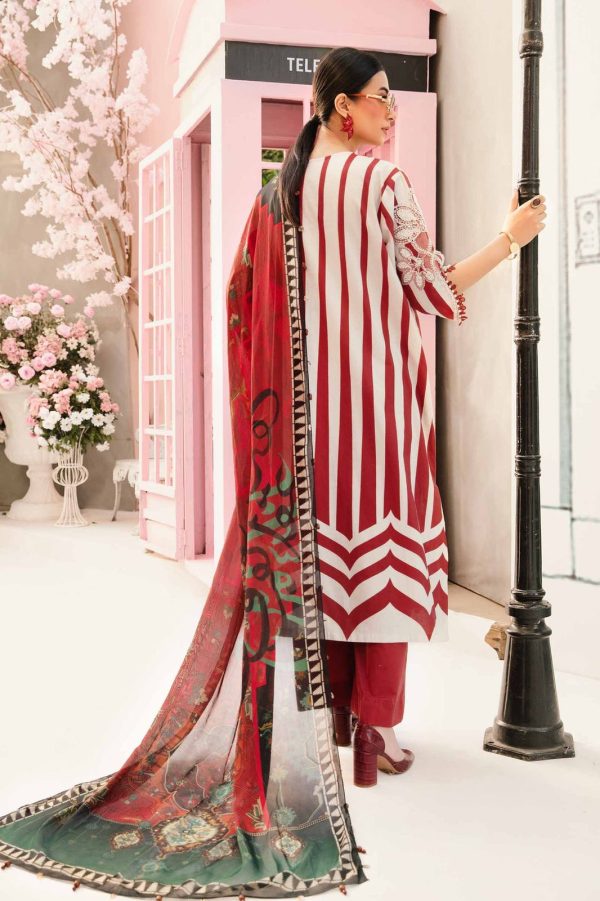 Lameesa printed lawn front adorned with heavy embroidered spangle neckline, red - Image 4