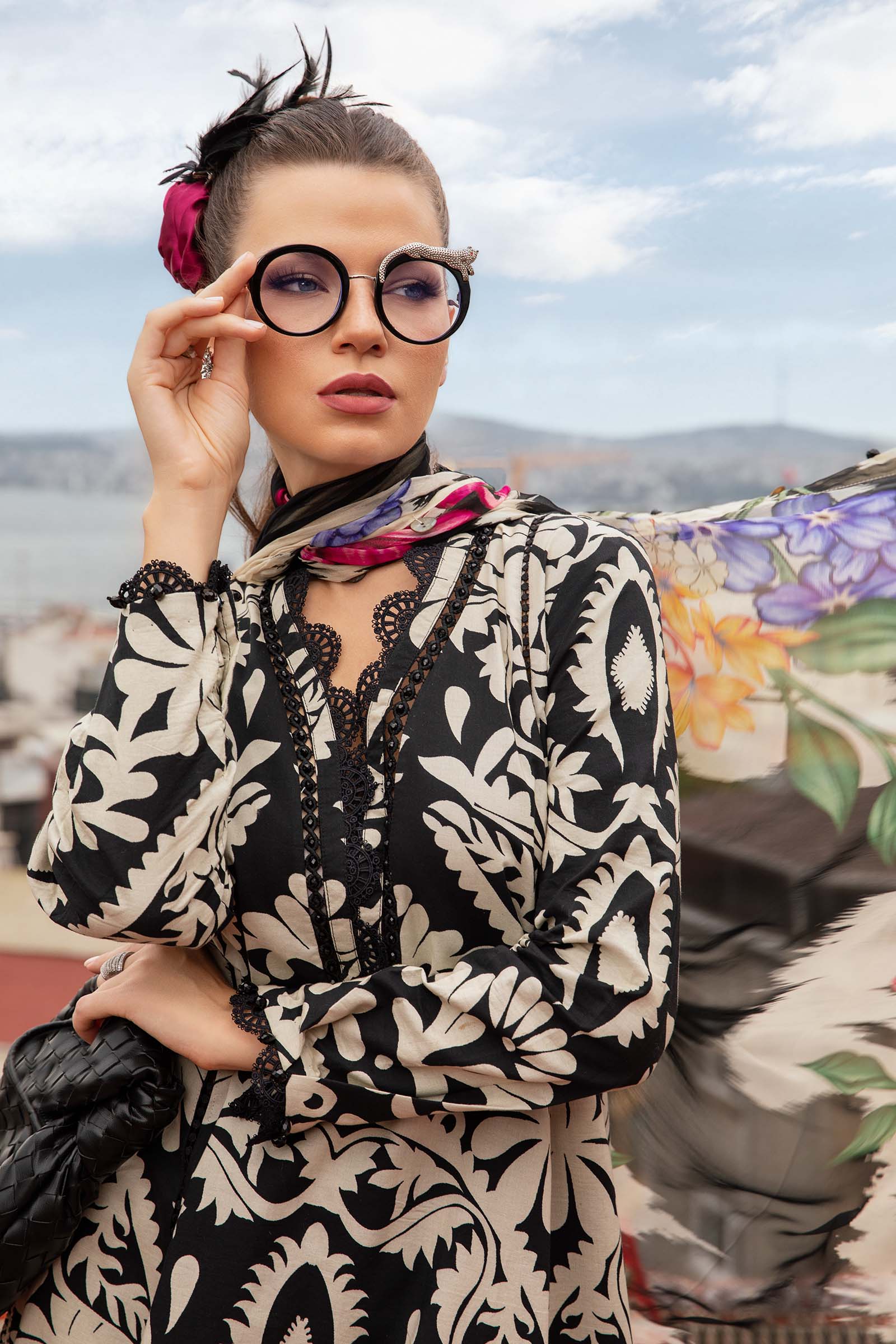 Smoky black soft khaddar suit digital print - Image 4